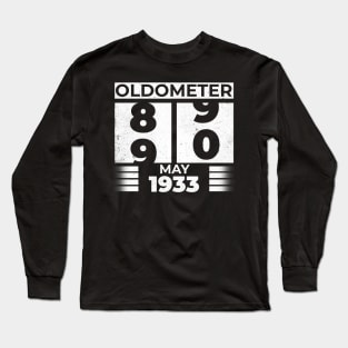 Oldometer 90 Years Old Born In May 1933 Long Sleeve T-Shirt